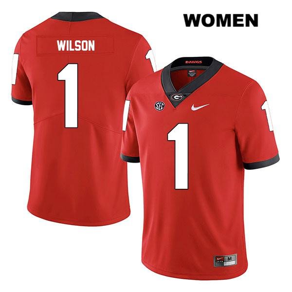 Georgia Bulldogs Women's Divaad Wilson #1 NCAA Legend Authentic Red Nike Stitched College Football Jersey JIS7456VF